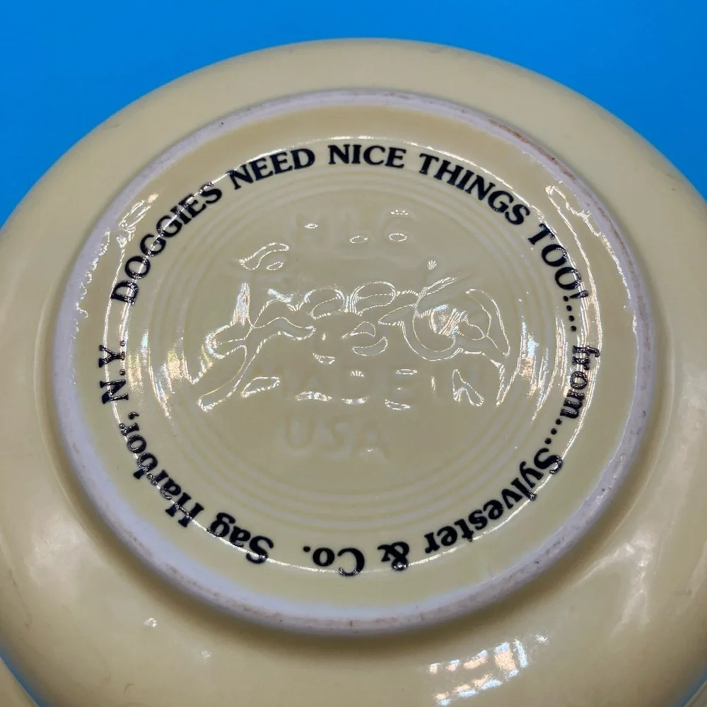 Fiesta Small Good Dog dog dish Yellow Vintage Made In The USA.